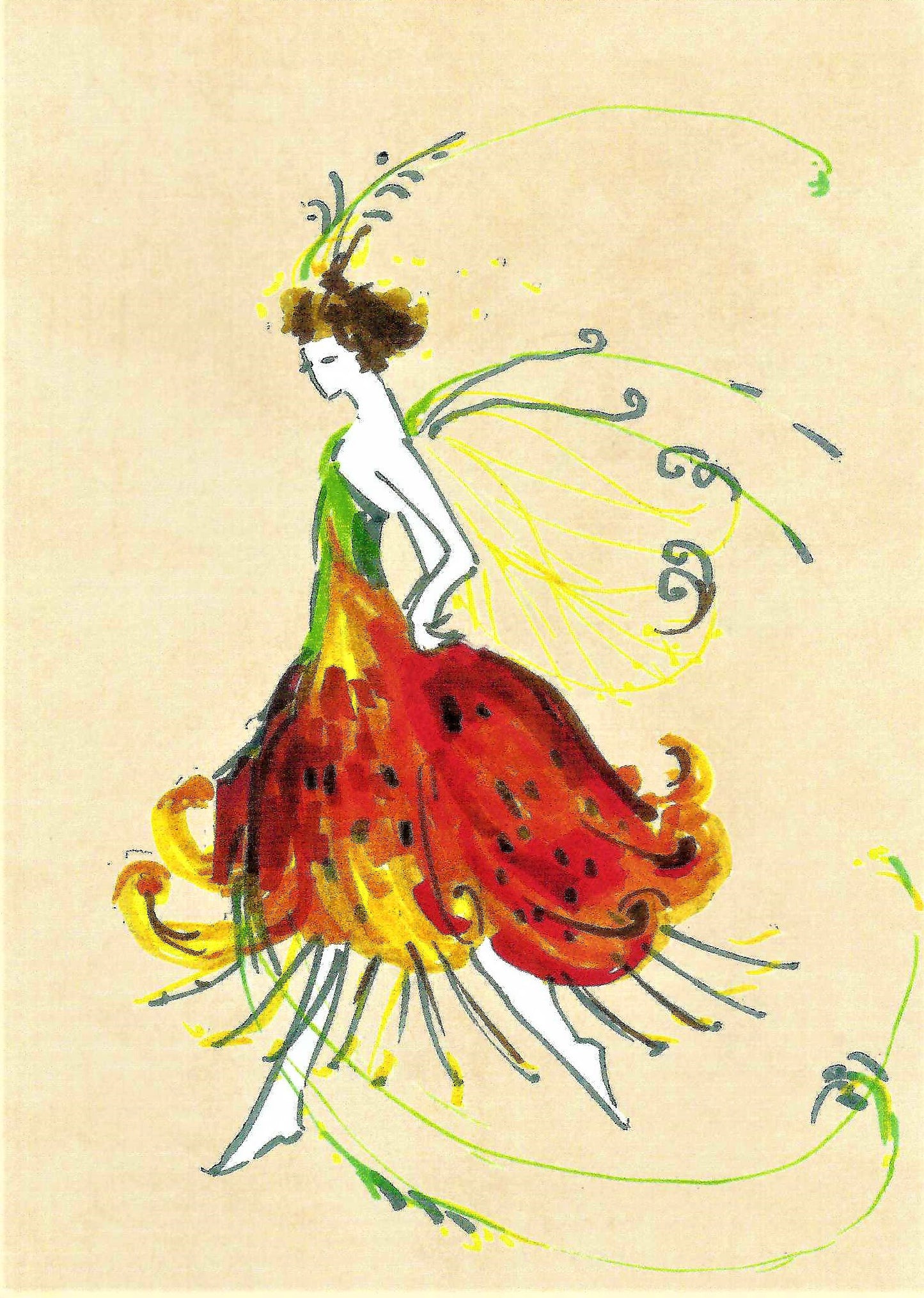 Tigerlily, by Nora Corbett - Greeting Card