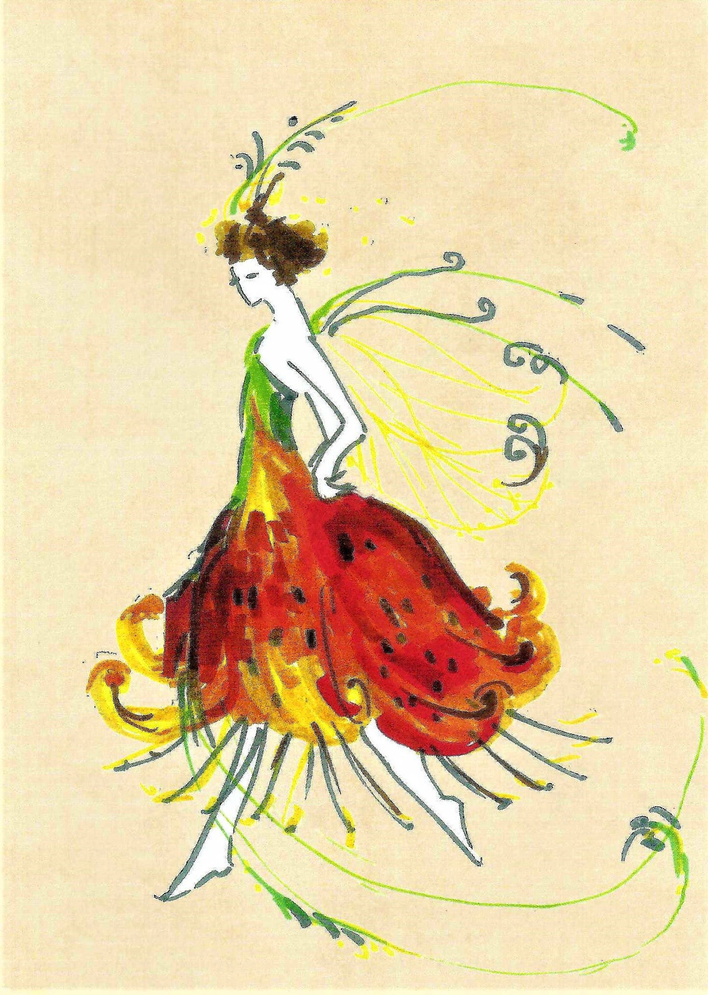 Tigerlily, by Nora Corbett - Greeting Card