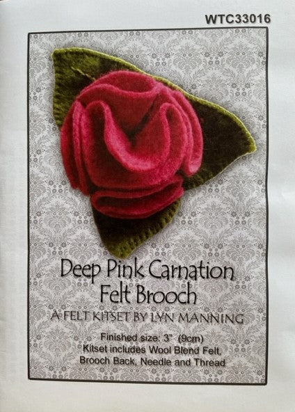 Felt Brooch Kitset - Deep Pink Carnation