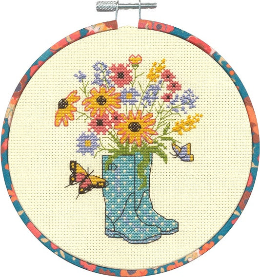 Floral Boots - with Decorated Hoop
