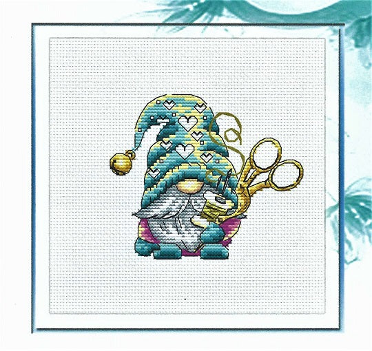 Gnome and Scissors - Cross Stitch Pattern