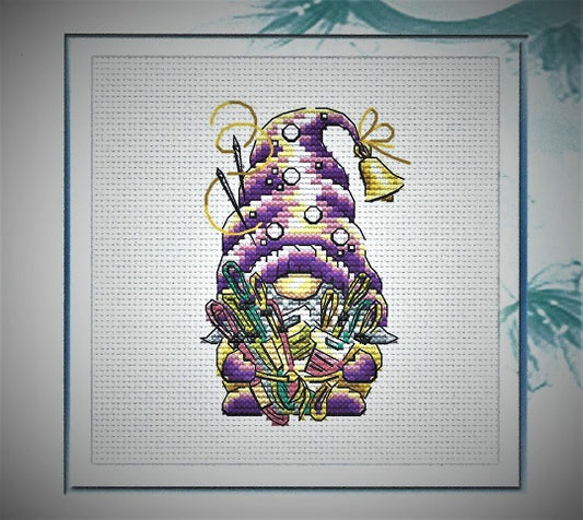 Gnome and Threads - Cross Stitch Pattern