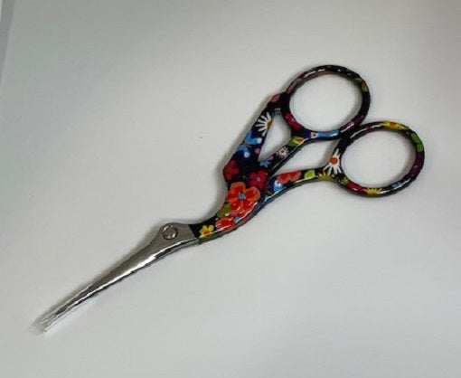 Black with Coloured Flowers - Stork Scissors