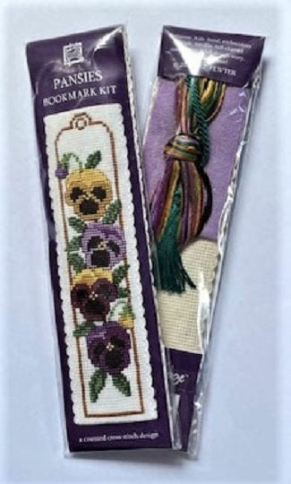 Bookmark, Textile Heritage Kit - Pansies