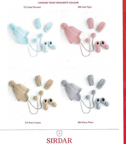 Baby Hat, Mittens, Booties, 5392 Sirdar - Knitting Pattern