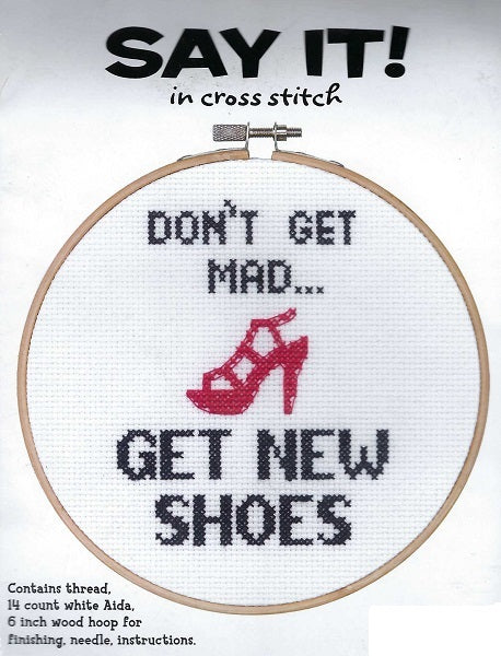 Say it in Cross Stitch Kit - Get New Shoes